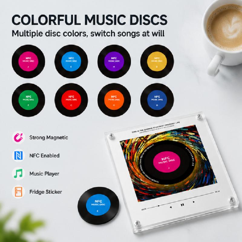 NFC Induction Fridge Magnetic Music Player With 9 discs & Night Light Automatic Play Music Refrigerator Sticker Creative Gift