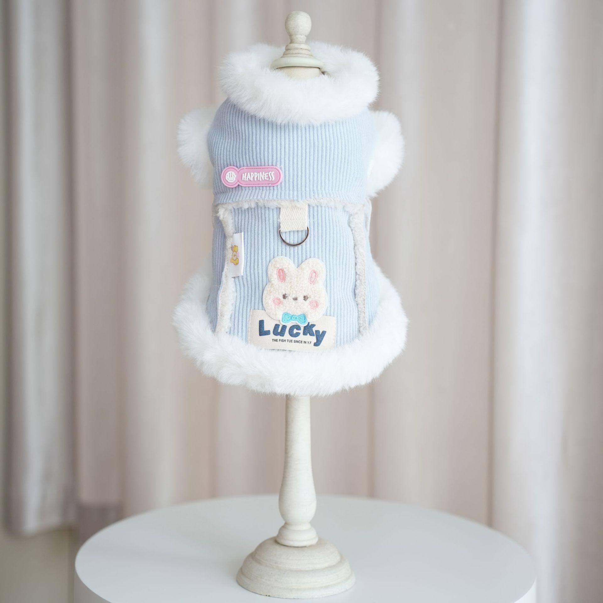 

Теплое пальто для домашних животных на осень и зиму, вельветовый интегрированный плащ, толще, чем плюшевый мишка, плюшевая кошка, ремень, пряжка для фиксации XL