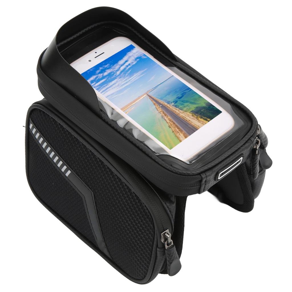 Fahrrad-Handy-Vorderrahmen-Tasche mit Doppelreißverschluss, wasserdichte Oberrohr-Lenker-Tasche für Radfahren