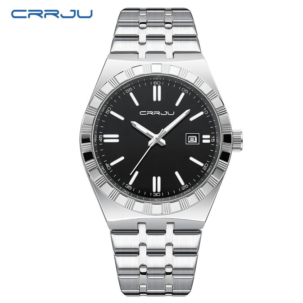 Herren-Edelstahl-Quarz-Armbanduhr 42 mm Großes Zifferblatt Business-Armbanduhr mit Leuchtzeigern Datum Wasserdicht