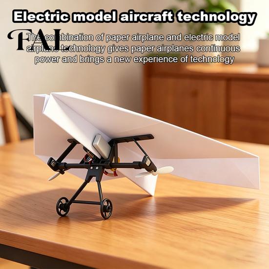 Beginner Airplane Toy Kit Remote Control Paper Kit, DIY Electric RC Plane with Gyro Handmade Stabilizer, Dual Propellers, Lightweight Glider Assembly