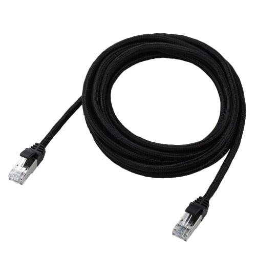 ELECOM LAN Cable CAT8 3m 40Gbps Nail Break Prevention Mesh Cable Black ECLD-OCM/BK30