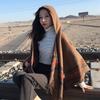 Autumn and Winter Women's Shawl Hat Striped Knitted Shawl Tassel Warm Cape Spot Scarf Shawl Dual-use