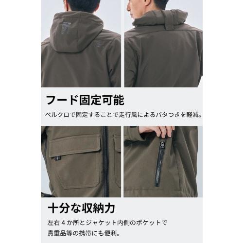 RS TAICHI Bike Wear Riding Jacket Autumn/Winter Windproof Cold Protection Built-in CE Protector Stretch Soft Shell Hoodie RSJ732 BLACK/WHITE L