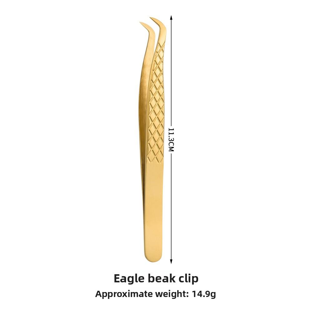 Golden High Precision Net Pattern Eyelash Extension Tweezers, Professional Beauty Lash Feather Clip, Durable False Eyelash Graft