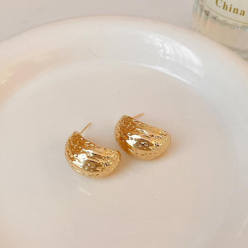 Crushed Silver Zircon Gold Circle Earrings Earrings European and American Earrings Design Sense Niche