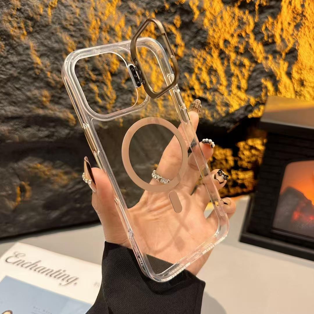 

Подходит для iPhone16, магнитный держатель для контактных линз, чехол для мобильного телефона, прозрачный защитный чехол от падения Apple 15 Promax Apple 16Plus