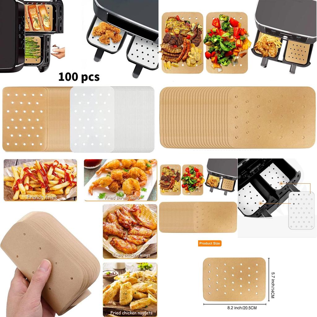 Durable Rectangular Oil Paper Liner For Air Fryer Heat Resistant And Non-stick