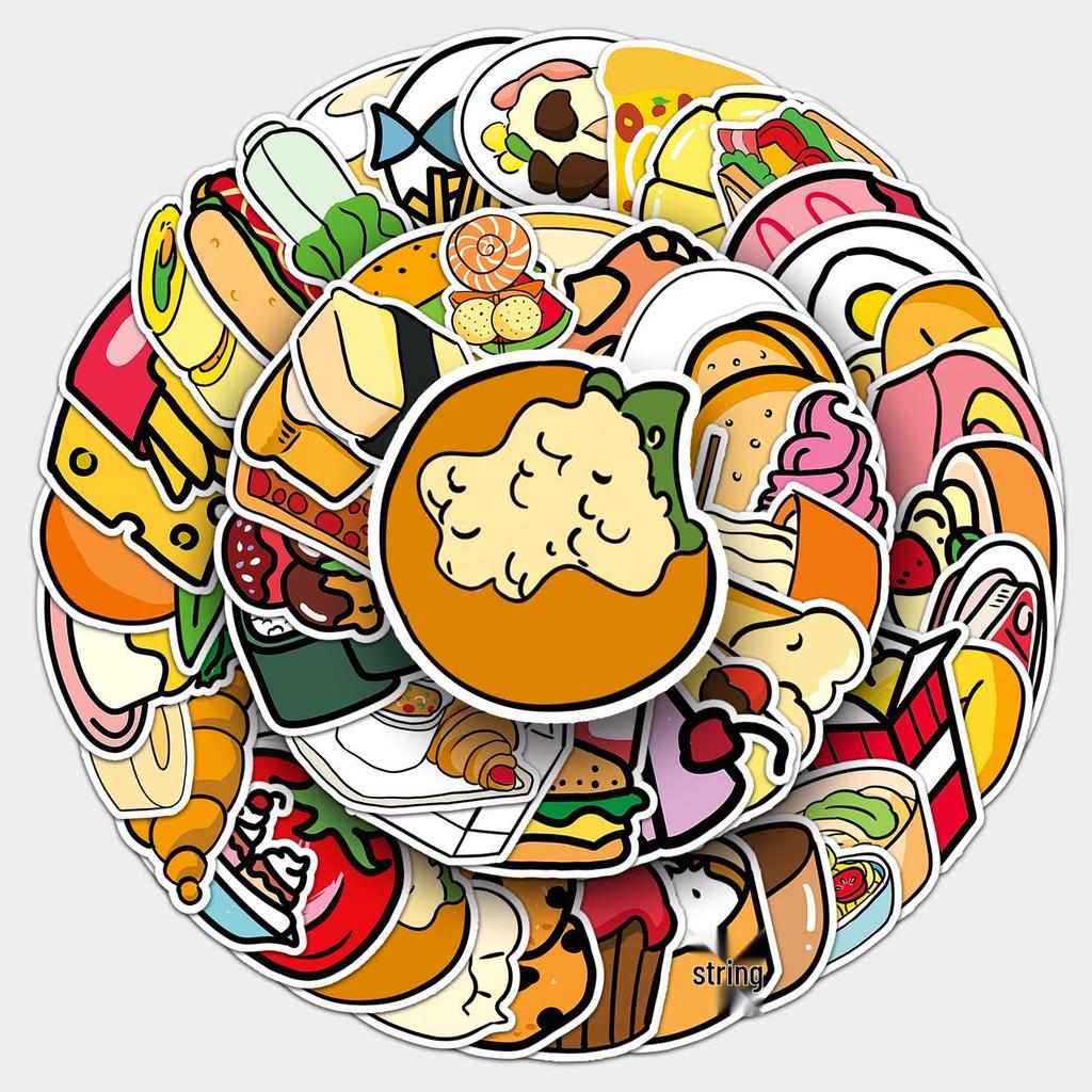 108 Cartoon Food Stickers - Fresh Ins Style for DIY Suitcase, Scooter & Fridge Decor