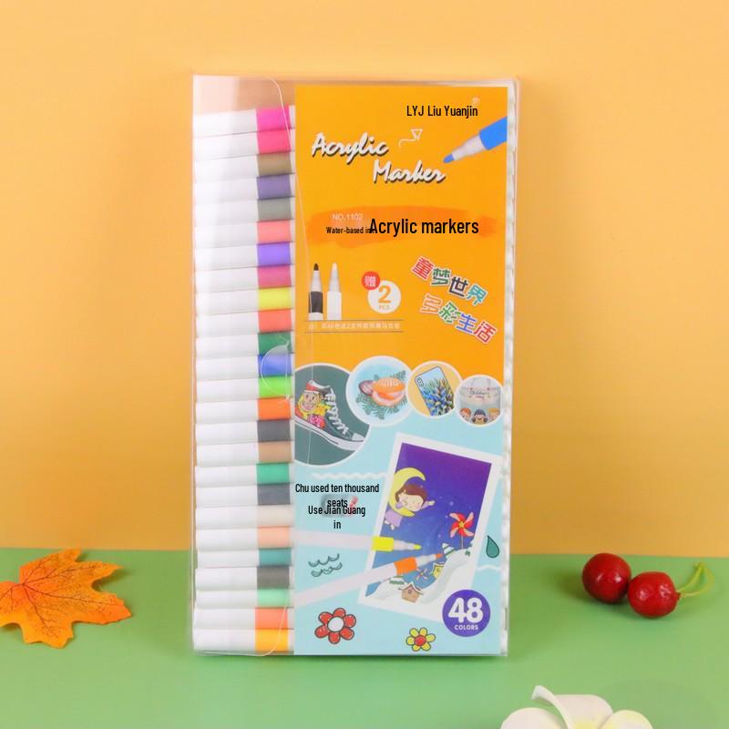 Acrylic Marker Set: 12-60 Colors for Fine Art, Journaling, DIY, and Doodling – Water-Based Brush Pens.