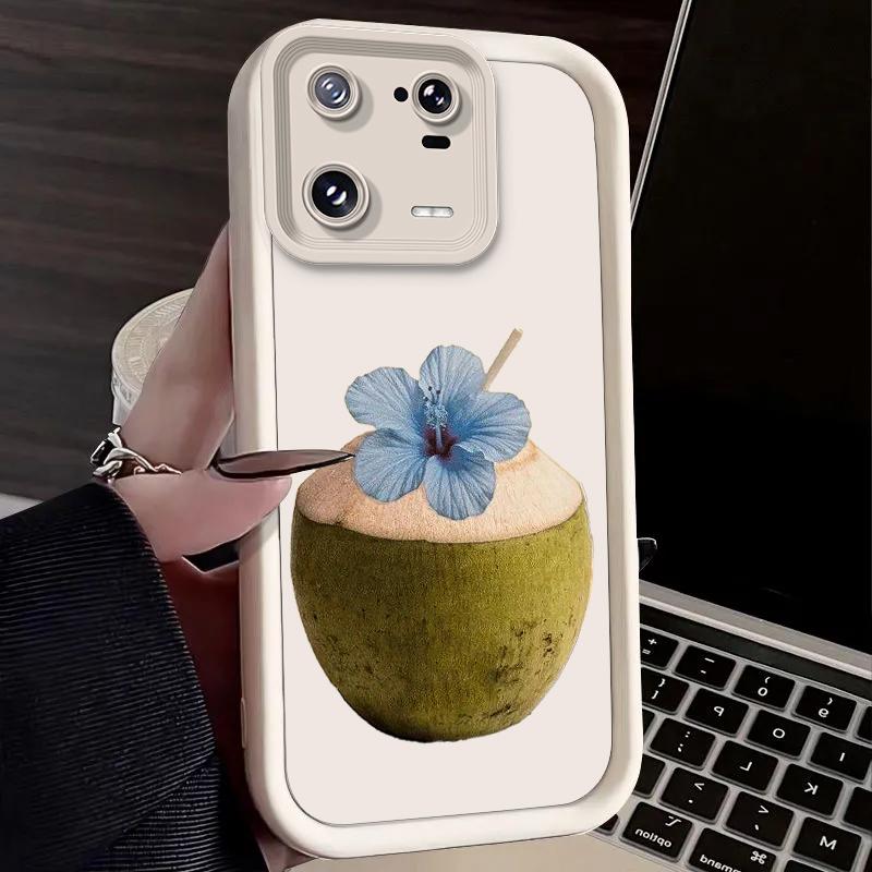 Fresh Green Coconut Case for Xiaomi Mi 15 14 14T 13 13T 12 11 11T Lite POCO X7 X6 5G X5 X3 NFC F6 F5 M7 M6 Pro 4G Cover Funda