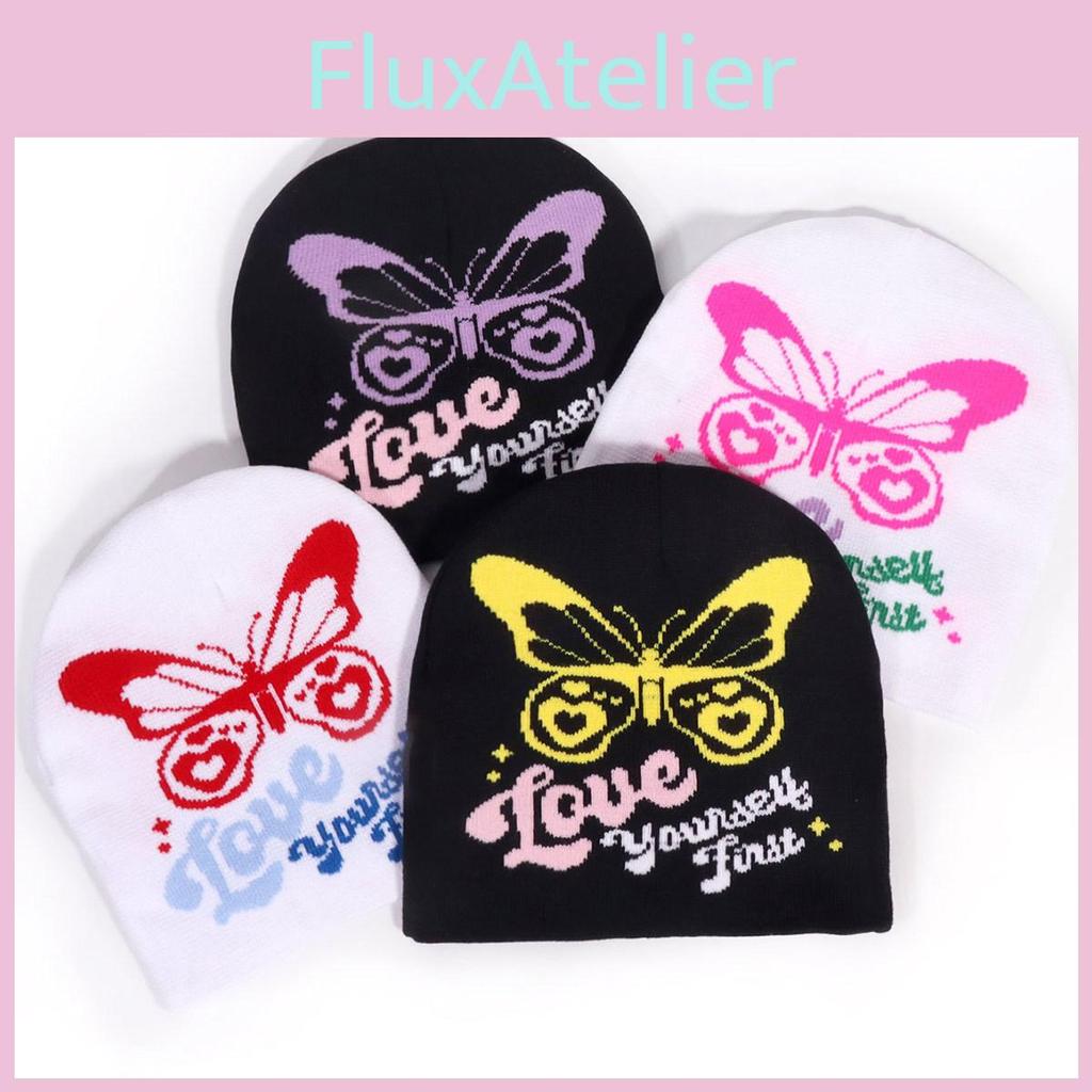 Knitted Butterfly Design Cap Fashionable Cold Weather Hat Accessories Gift