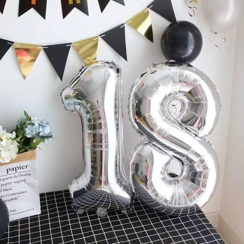 32-Inch Birthday Number Balloons - Aluminum Film Party Decorations & Photo Props
