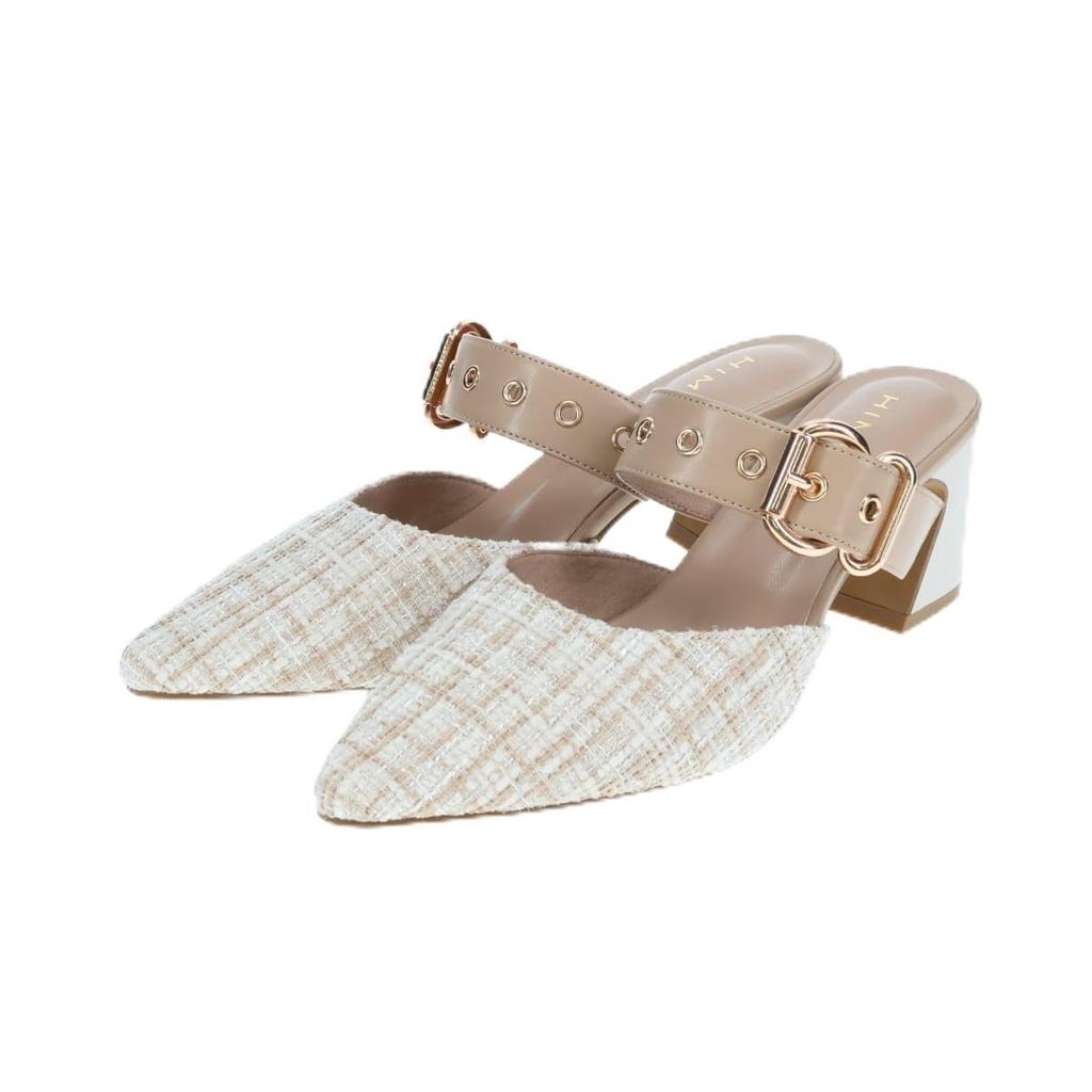 Pointed Chunky Easy To Slip On and Work HIMIKO Metal Accent Mule S Toe, Heel, 6.5cm Heel, Off, Pumps, (Himiko), Pumps, 640012, beige/C