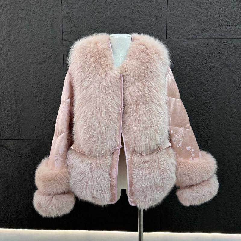 Real Hair Haining Winter New Coat Fox Fur Coat Goose Down Jacket Women