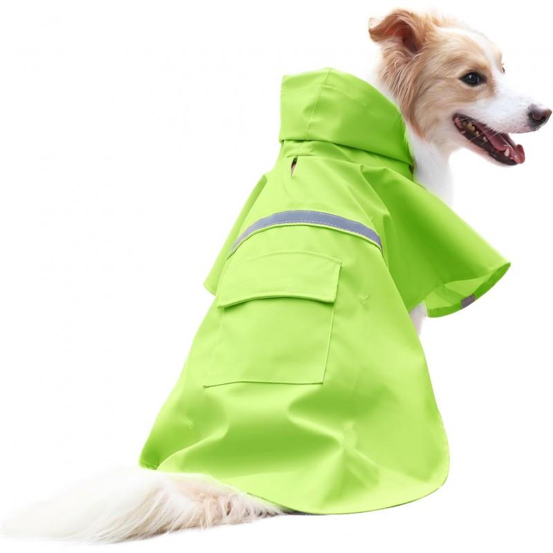 Pet Raincoat Dogs With Reflective Stripes Waterproof Hooded Cape Small To Large Breeds Golden Retriever