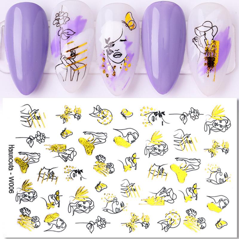 1pc 3D Nail Stickers Spring Summer Natural Flower Leaves Simulation Dried Flower Dragonfly Nail Applique Water Slides Decoration