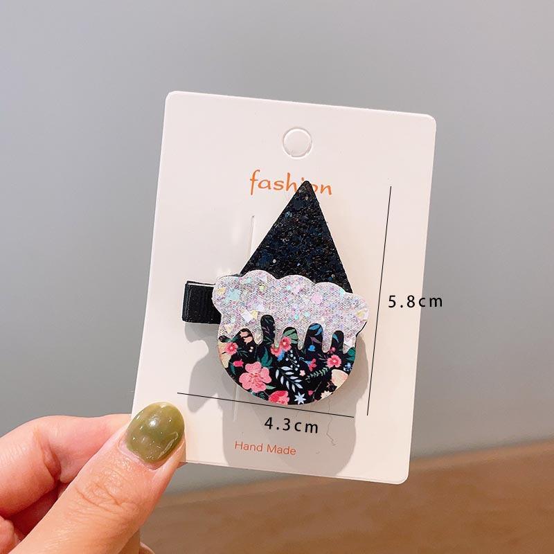 Halloween Children's Hair Accessories, Pumpkin Ghost, Funny Handmade Hair Clips, Black Bat Bow, Girl Party Hair Clips