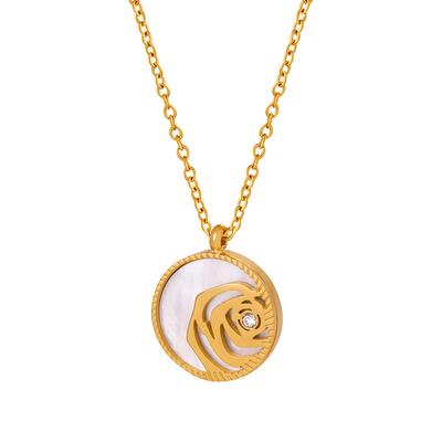 Light Luxury Niche White Rose Zircon Necklace Titanium Steel 18K Jinxi Empress Dowager Personalized Hip-Hop Versatile Jewelry