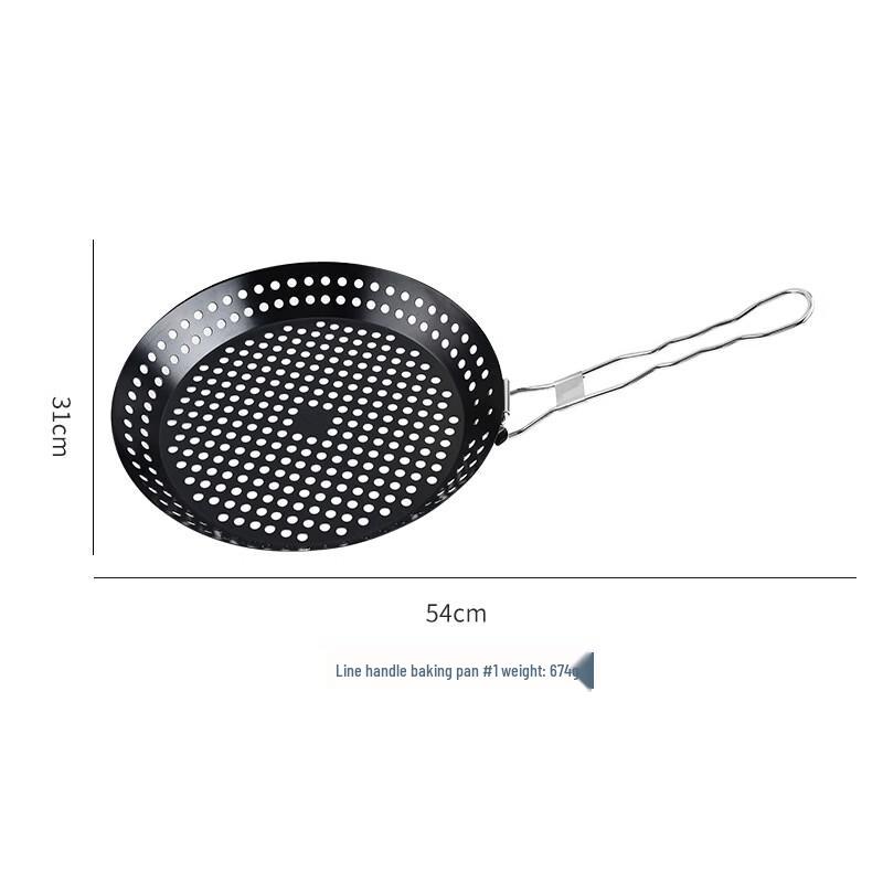 Wutuo Folding Round BBQ Pan & Basket with Oak Handle