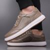 Little White Shoes Hollow Breathable Casual Shoes Men's First Layer Cowhide Low-top Board Shoes Versatile
