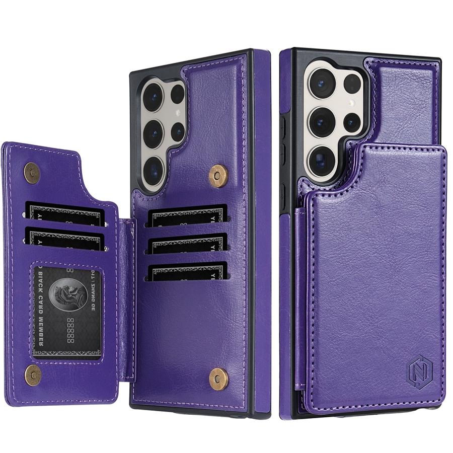 

Wallet Magnetic Double Buckle RFID Blocking Card Slot Leather Case For Samsung Galaxy S25 FE S24 FE S23 Ultra S22 Plus S21 S20 Galaxy S25 FE