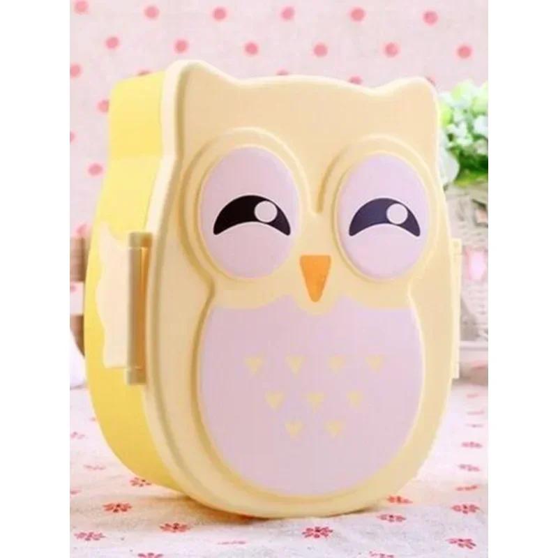 Domowy Podróżny Przenośny Sowa Lunchbox Plastikowy Dziecięcy Lunchbox Pojemnik na Jedzenie Karton Zastawa Stołowa Bento Box Akcesorium Kawaii