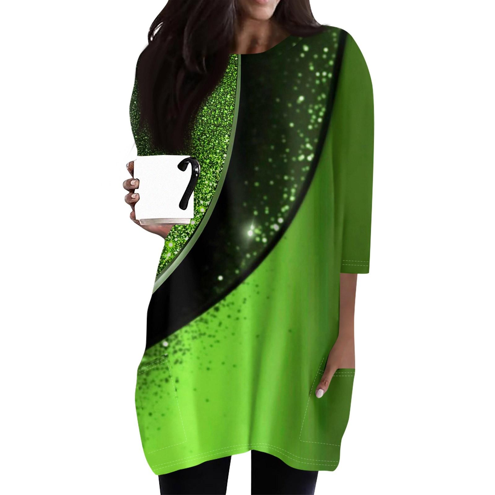 

Женские повседневные рубашки с рукавами 3/4, модные туники с принтом, топы с карманами L бежевый