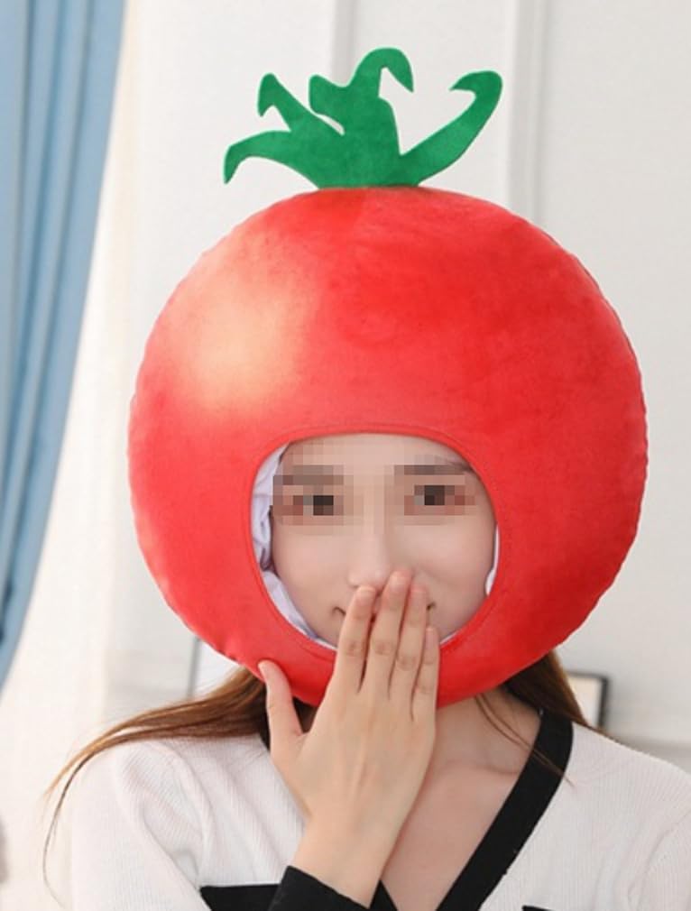 [DOKiDOKi] Tomato Hat Cosplay [Cute] Transformation Headwear Kigurumi Headgear Cute Halloween Vegetable Greengrocer Tomato Italian Food Stall