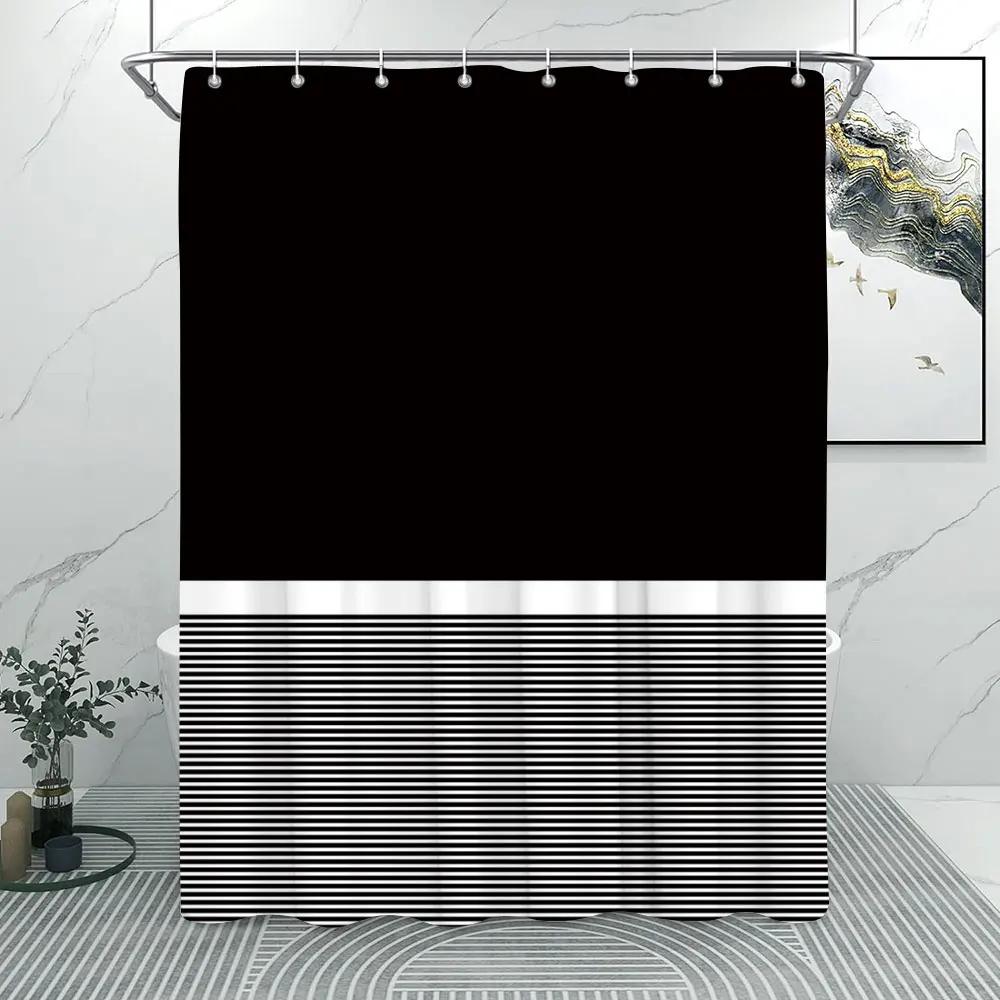 Solid Colours and Lines Modern Minimalist Shower Curtain Colourful Geometric Polyester Fabric Home Shower Curtain Bathroom Decor
