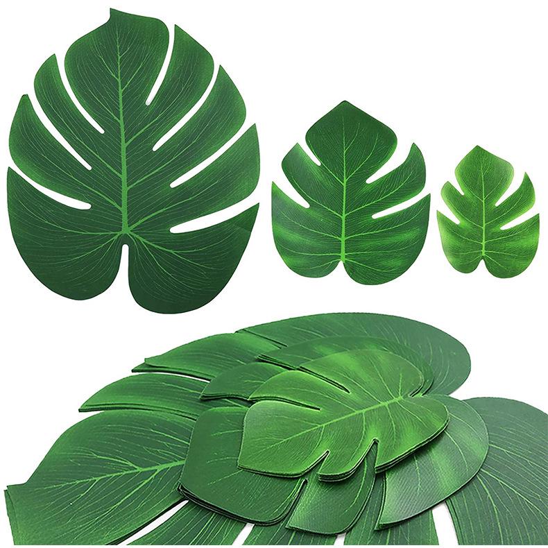 Hawaiian Party Tablecloth & Tropical Jungle Leaves Decorations