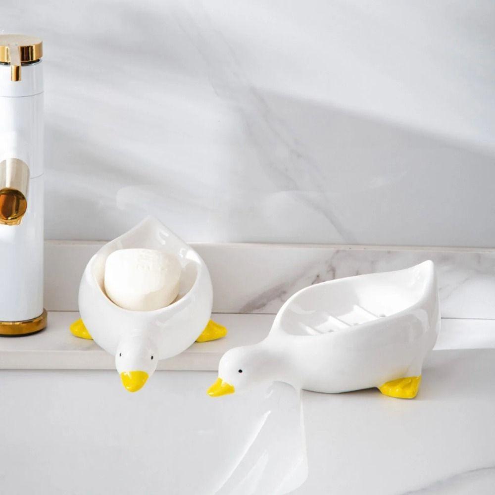 Yellow Duck Shape Soap Dishes Drainable Soap  Holders Drain Box Soap Box  Kitchen