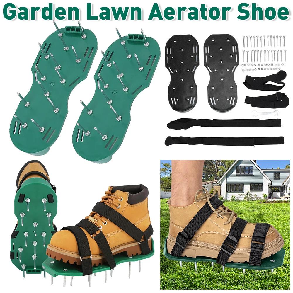 Garden Nail Shoes Grass Loose Soil Tool 5cm Long Nail Lawn Aerator Grass Spikes Shoes Self-Leveling Epoxy Yard Grass Cultivator