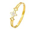 Fashionable Four-Leaf Clover Titanium Steel Women's Open Bracelet - Colorfast & Versatile Design