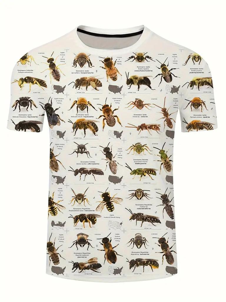 Y2k New Bee Grafik T-Shirt Herren Damen Sommer Lässig Trendy Kurzarm T-Shirts 3D-Druck Tierkleidung Harajuku Kinder Streetwear