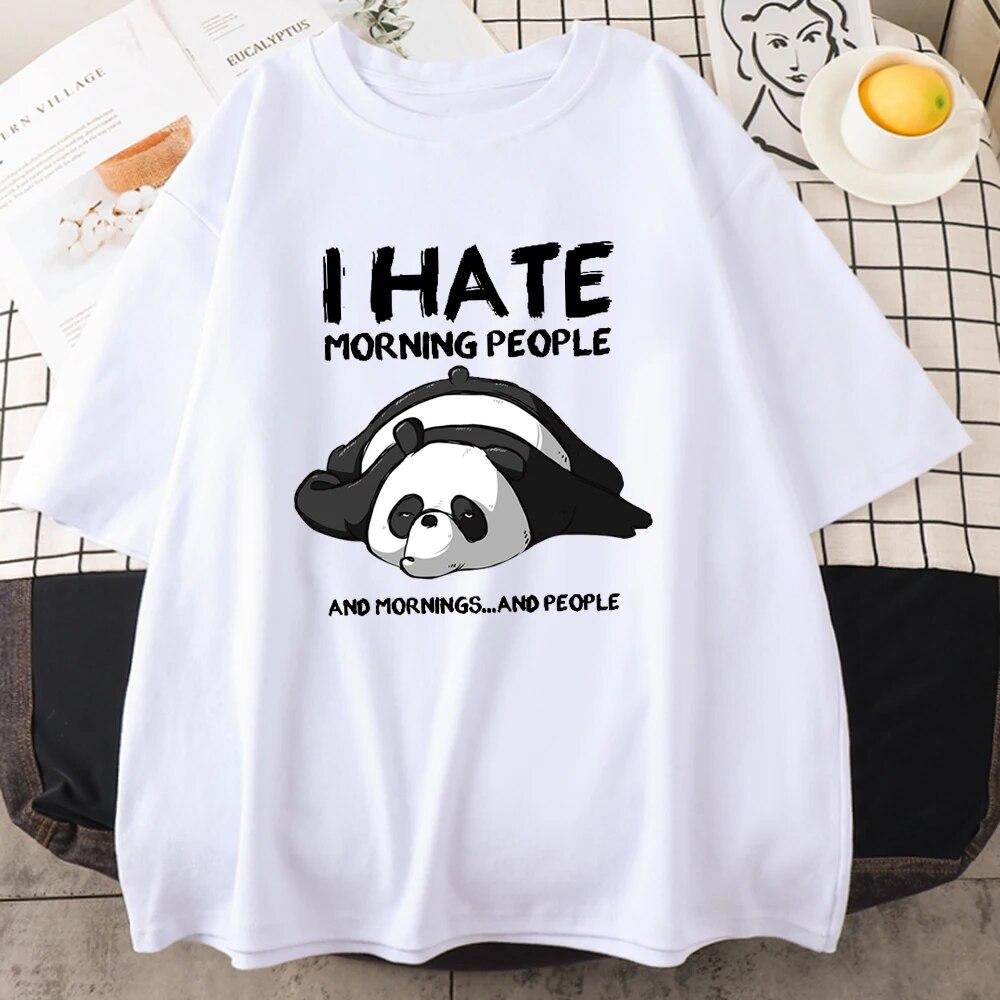 Lazy Panda I Hate Morning People Potisk triček pro unisex karikatury All-matematické oblečení Vintage Oversize Bavlna Pánské topy s krátkým rukávem