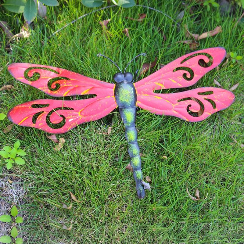 Metal Dragonfly Wall Decoration Garden Fence Outdoor Wall Art for Ideal Gift Outdoor Wall Decoration Suitable for Yard P