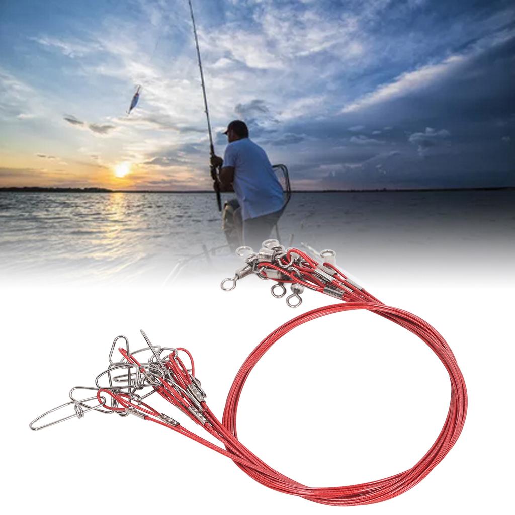10Pcs 50cm Fishing Wire Rigs S Anti Bite Fishing Line S with Swivels Ine S