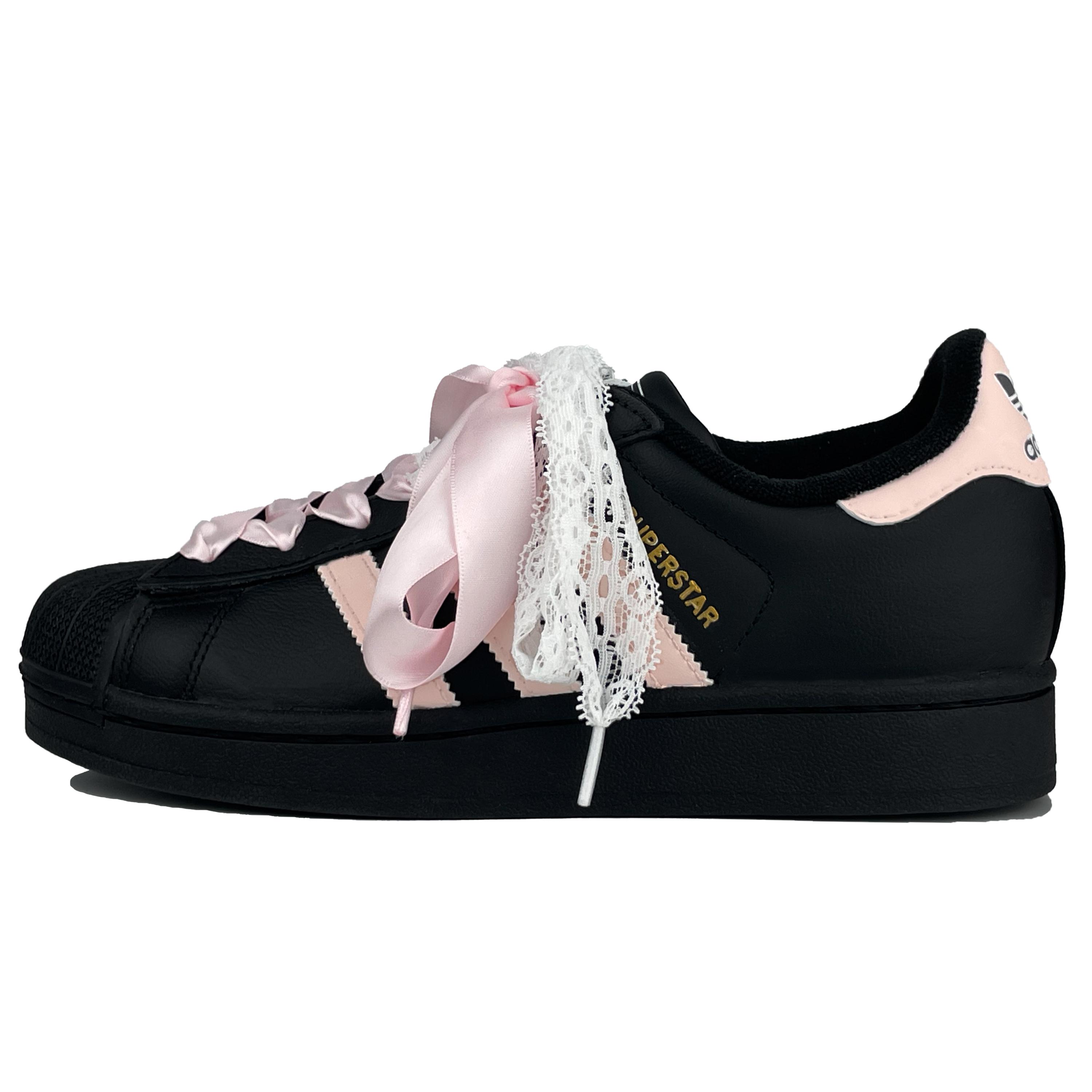 

Adidas Originals Superstar 2 Lace Sweetheart Abrasion Resistant Breathable Low top Skateboard Shoes Women s Black Pink JI0079(Team1090-) 36⅔