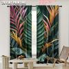 2pcs, 2D flat printing Window Treatment Curtains green leaf Versatile Durable Polyester,Without Electricity Spring Party &