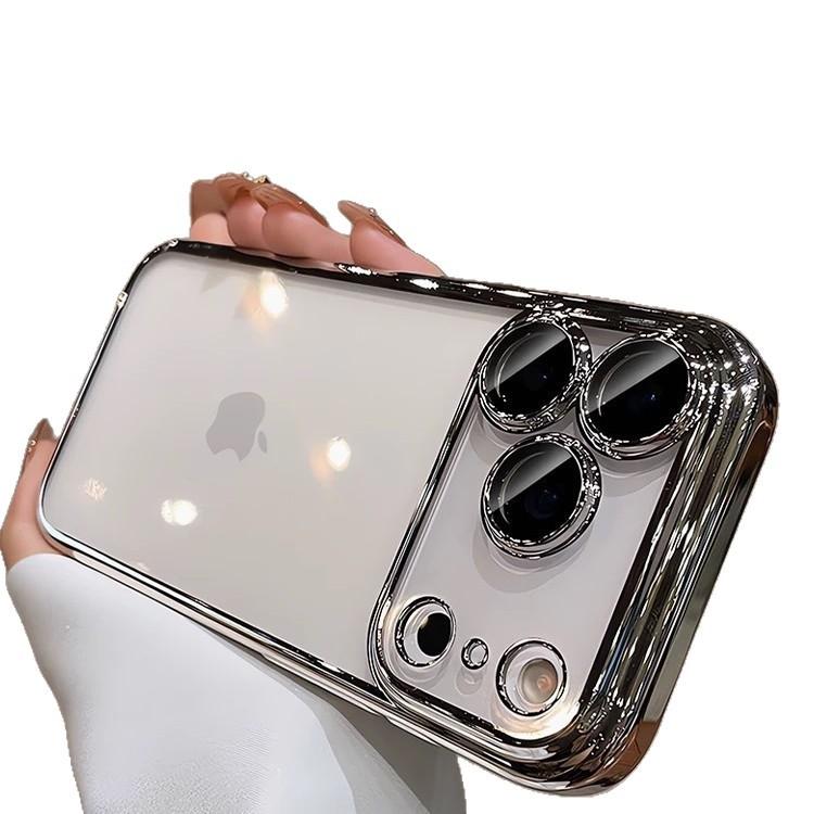 Applicable to iPhone17ProMax electroplated PC mobile phone case Apple 16 with its own lens film all-inclusive hard protective case 13