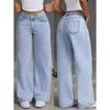 High-Waisted Straight Leg Wide Fit Denim Pants Women - Casual Loose Trousers Plus Size Up To 5XL