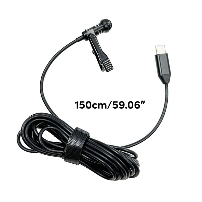 Professional Type C Microphone Clear Sound Mic Plug & Plays Lapel Mic High Sensitivity for Interviews & Voice Recording
