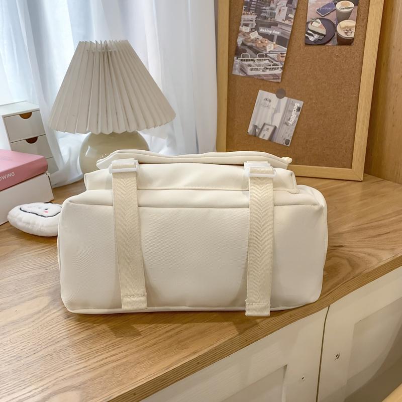 Torba tote w stylu koledżowym dla uczniów szkół średnich i ponadpodstawowych, z kreskówkowym haftem szczeniaka, o dużej pojemności, na ramię