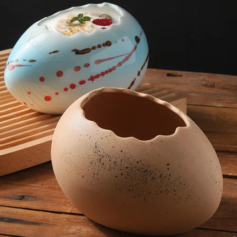 Creative Circular Ceramic Bowls Luxurious Hotel Restaurant Yogurt Dessert Bowl Delicious Dishes Plate Unique Household Tableware