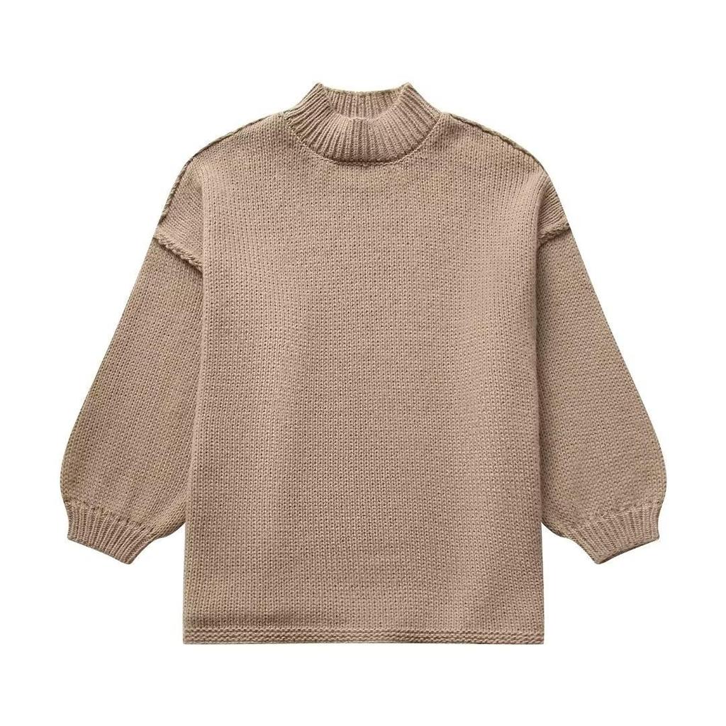 2024 Autumn/Winter Women's Stand-up Collar Knitted Sweater - American Blogger Style, Korean Version