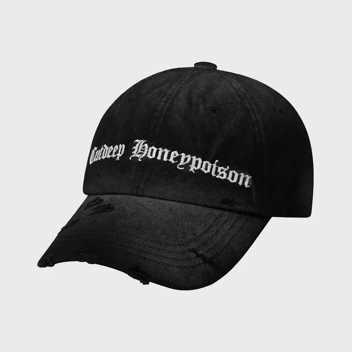 Slogan Washing Ball Cap - Black