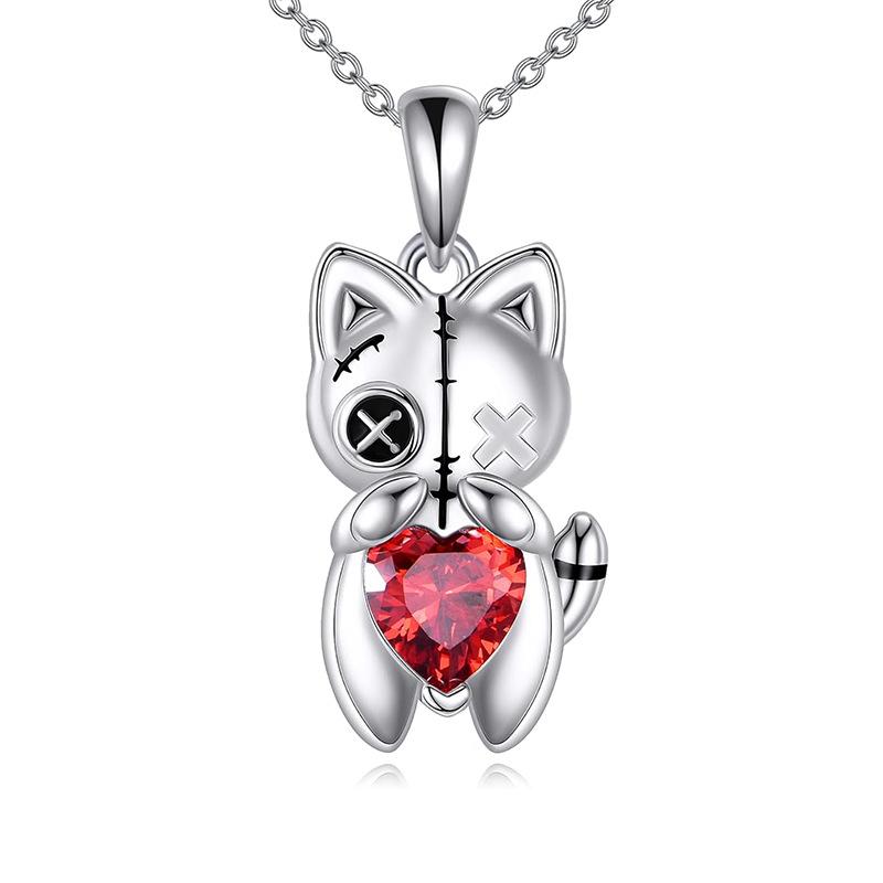 Red Zircon Exquisite Alloy Voodoo Doll Pendant Necklace Fashion