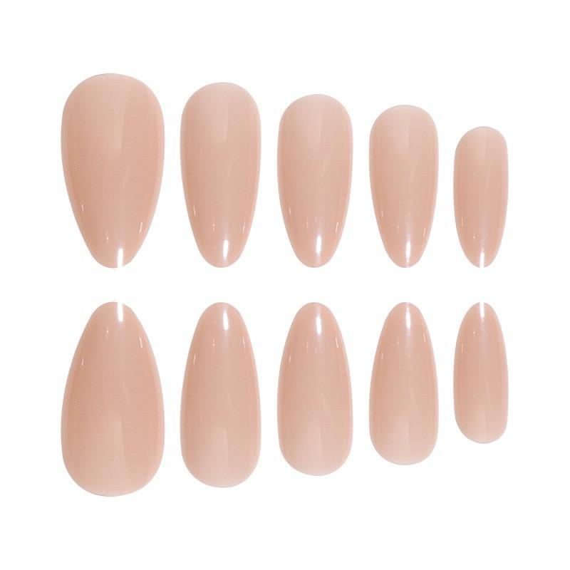 Almond Shape Press-On Nails Solid Color False Natural Look Wearable Nail Tips