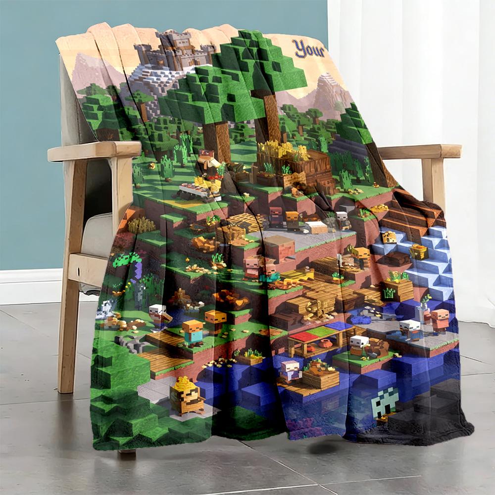 Minecraft Customize Your Name Blanket Lightweight Customizable Blanket Warmthful Decor Versatile For Picnics Bedding Home Decor Office